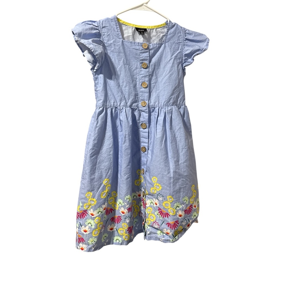 Picapino‎ Chambray Floral Embroidered Button Front Dress Size 12